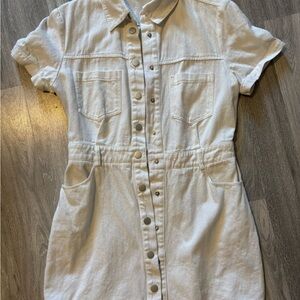 Cider White Button-Up Denim Dress